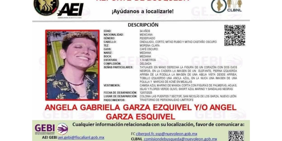 Buscan A Ángel Garza En Nuevo León, Lleva 11 Días Desaparecido
